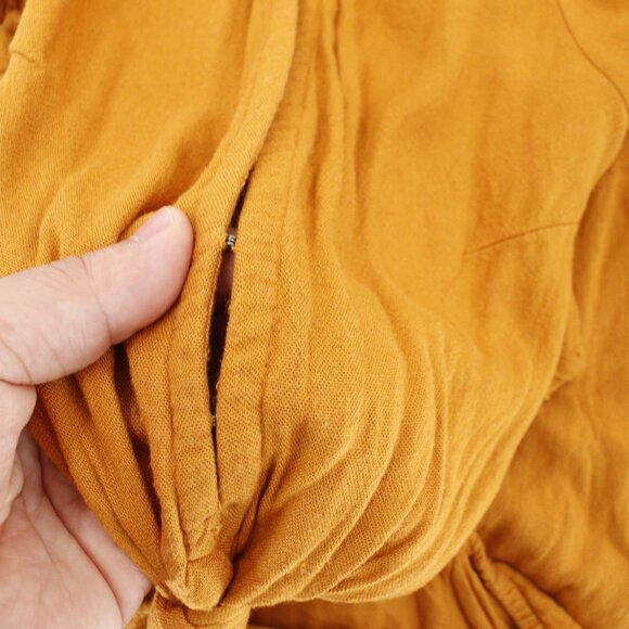 Abercrombie & Fitch Midi Dress Womens‎ Small mustard Knotted Front Cutout V Neck - Picture 14 of 14